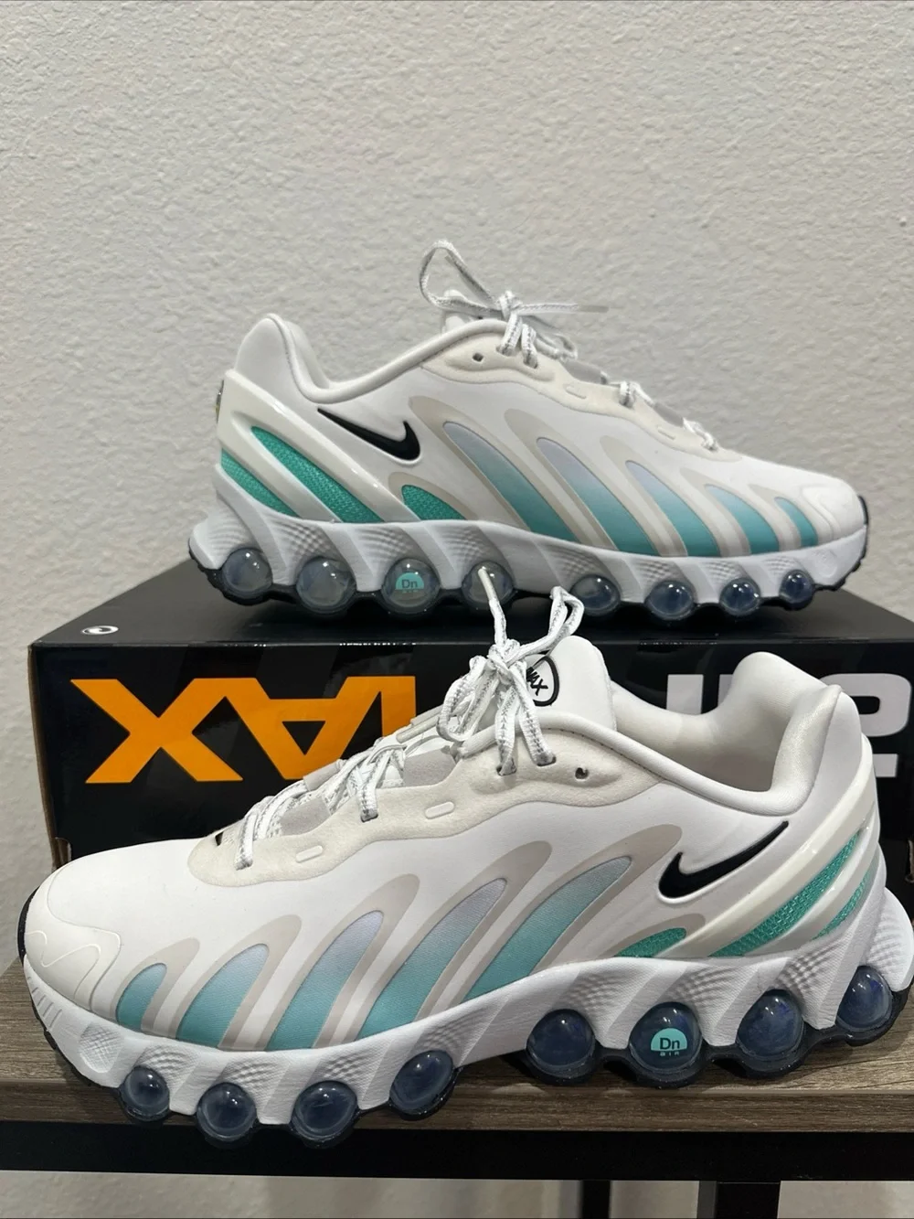 Nike Airmax DN8 Women's White Sneakers with Teal Accents